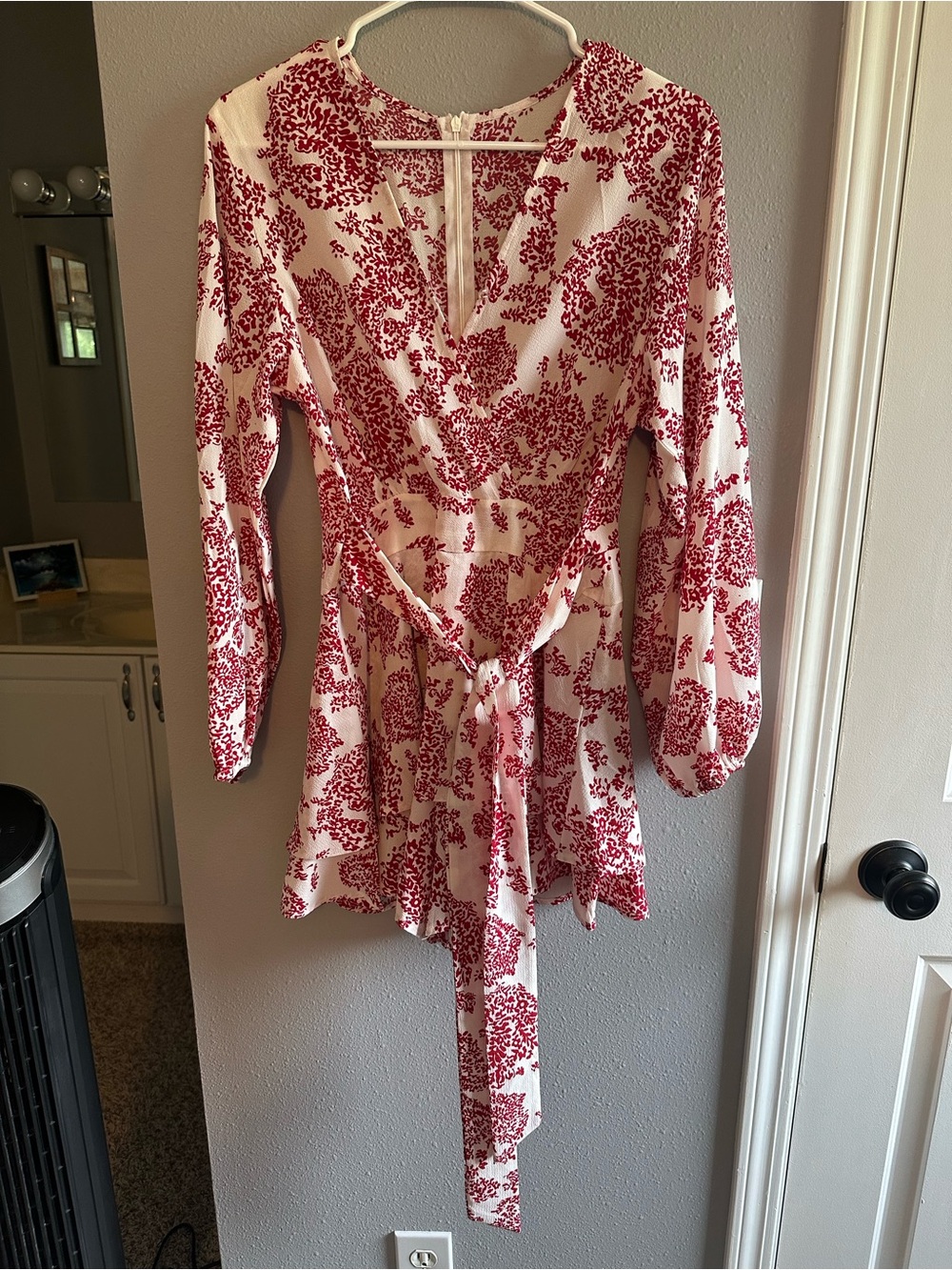 White and Red Floral Romper